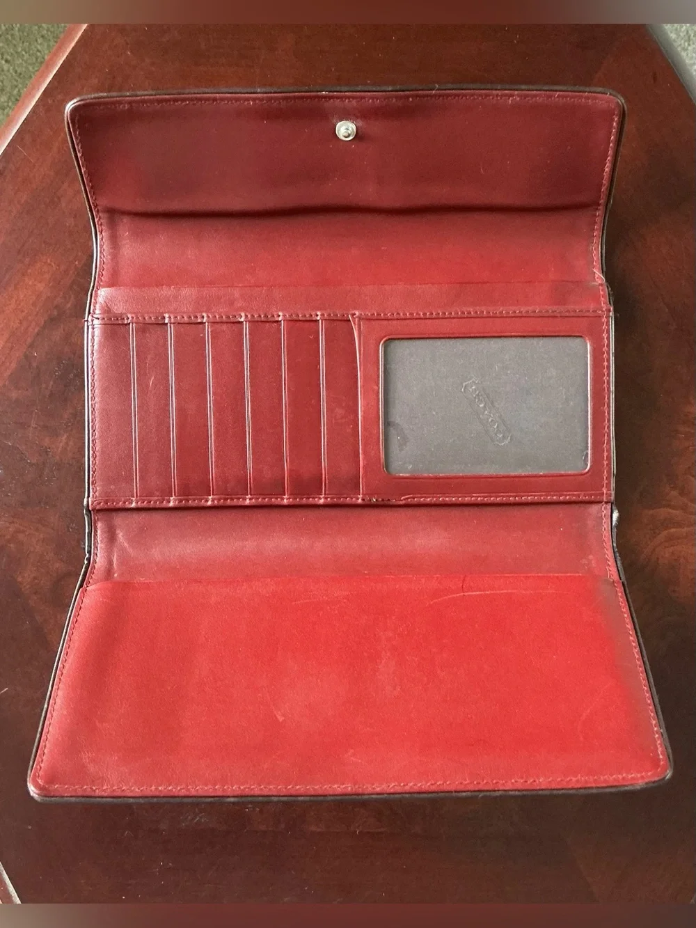 Coach Burgundy Leather Wallet Vintage with Matching Checkbook Cover